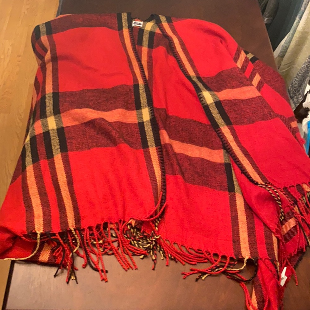 Mudpie plaid poncho